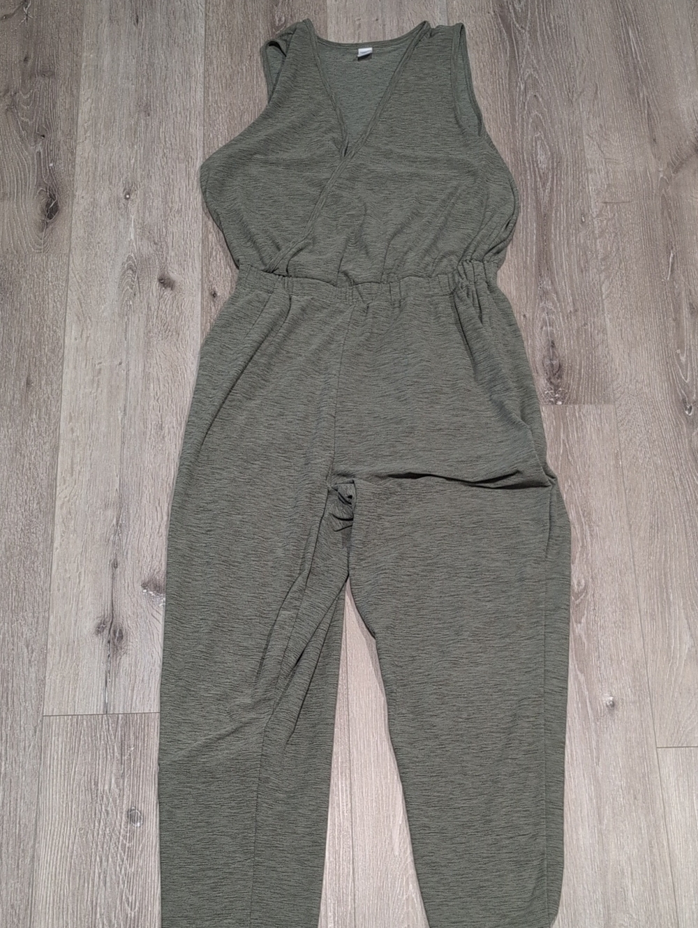 Old Navy Olive Sleeveless Wrap Jumpsuit